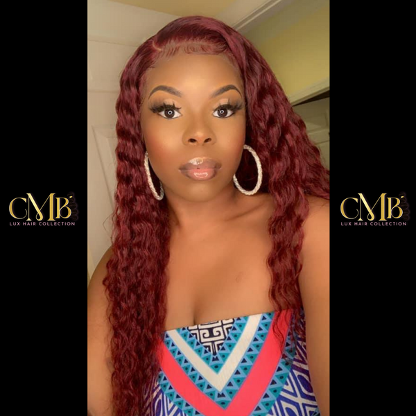 Burgundy/Ginger Deep Wave Wig