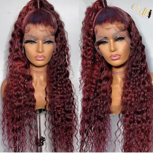 Burgundy/Ginger Deep Wave Wig